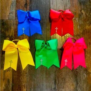 5 set hair bows with crosses